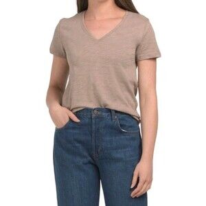 Lilla P Women's Back Seam V Neck Short Sleeve Tee Shirt Size XS